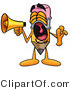 Illustration of a Cartoon Pencil Mascot Screaming into a Megaphone by Toons4Biz