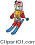 Illustration of a Cartoon Pencil Mascot Skiing Downhill by Toons4Biz