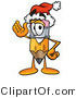 Illustration of a Cartoon Pencil Mascot Wearing a Santa Hat While Waving Hello by Mascot Junction