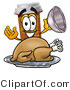 Illustration of a Cartoon Pill Bottle Mascot Serving a Thanksgiving Turkey on a Platter by Mascot Junction