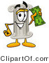 Illustration of a Cartoon Pillar Mascot Holding a Dollar Bill by Mascot Junction