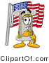 Illustration of a Cartoon Pillar Mascot Pledging Allegiance to an American Flag by Mascot Junction