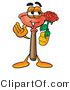 Illustration of a Cartoon Plunger Mascot Holding a Red Rose on Valentines Day by Mascot Junction