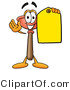 Illustration of a Cartoon Plunger Mascot Holding a Yellow Sales Price Tag by Mascot Junction