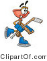 Illustration of a Cartoon Plunger Mascot Playing Ice Hockey by Mascot Junction