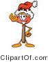 Illustration of a Cartoon Plunger Mascot Wearing a Santa Hat and Waving by Mascot Junction