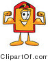 Illustration of a Cartoon Price Tag Mascot Flexing His Arm Muscles by Mascot Junction