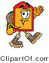 Illustration of a Cartoon Price Tag Mascot Hiking and Carrying a Backpack by Mascot Junction