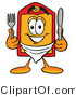Illustration of a Cartoon Price Tag Mascot Holding a Knife and Fork by Mascot Junction