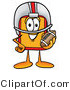 Illustration of a Cartoon Price Tag Mascot in a Helmet, Holding a Football by Mascot Junction