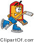 Illustration of a Cartoon Price Tag Mascot Playing Ice Hockey by Mascot Junction