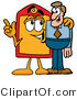 Illustration of a Cartoon Price Tag Mascot Talking to a Business Man by Mascot Junction