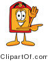 Illustration of a Cartoon Price Tag Mascot Waving and Pointing by Mascot Junction