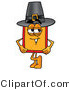 Illustration of a Cartoon Price Tag Mascot Wearing a Pilgrim Hat on Thanksgiving by Mascot Junction