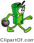 Illustration of a Cartoon Rolled Money Mascot Holding a Bowling Ball by Mascot Junction