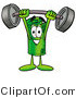 Illustration of a Cartoon Rolled Money Mascot Holding a Heavy Barbell Above His Head by Mascot Junction
