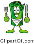 Illustration of a Cartoon Rolled Money Mascot Holding a Knife and Fork by Mascot Junction