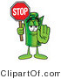 Illustration of a Cartoon Rolled Money Mascot Holding a Stop Sign by Mascot Junction