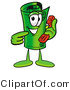 Illustration of a Cartoon Rolled Money Mascot Holding a Telephone by Mascot Junction