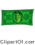 Illustration of a Cartoon Rolled Money Mascot on a Dollar Bill by Mascot Junction