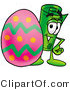 Illustration of a Cartoon Rolled Money Mascot Standing Beside an Easter Egg by Mascot Junction