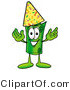 Illustration of a Cartoon Rolled Money Mascot Wearing a Birthday Party Hat by Mascot Junction