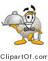 Illustration of a Cartoon Soccer Ball Mascot Dressed As a Waiter and Holding a Serving Platter by Mascot Junction