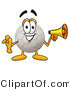 Illustration of a Cartoon Soccer Ball Mascot Holding a Megaphone by Mascot Junction