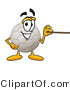 Illustration of a Cartoon Soccer Ball Mascot Holding a Pointer Stick by Mascot Junction