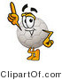 Illustration of a Cartoon Soccer Ball Mascot Pointing Upwards by Mascot Junction