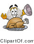 Illustration of a Cartoon Soccer Ball Mascot Serving a Thanksgiving Turkey on a Platter by Mascot Junction