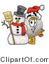 Illustration of a Cartoon Soccer Ball Mascot with a Snowman on Christmas by Mascot Junction