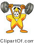 Illustration of a Cartoon Star Mascot Holding a Heavy Barbell Above His Head by Mascot Junction