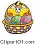 Illustration of a Cartoon Star Mascot in an Easter Basket Full of Decorated Easter Eggs by Mascot Junction