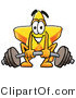 Illustration of a Cartoon Star Mascot Lifting a Heavy Barbell by Mascot Junction