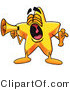Illustration of a Cartoon Star Mascot Screaming into a Megaphone by Mascot Junction