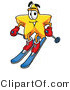 Illustration of a Cartoon Star Mascot Skiing Downhill by Mascot Junction