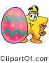 Illustration of a Cartoon Star Mascot Standing Beside an Easter Egg by Mascot Junction