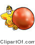 Illustration of a Cartoon Star Mascot Standing with a Christmas Bauble by Mascot Junction