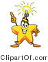 Illustration of a Cartoon Star Mascot with a Bright Idea by Mascot Junction