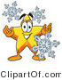 Illustration of a Cartoon Star Mascot with Three Snowflakes in Winter by Mascot Junction