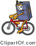 Illustration of a Cartoon Suitcase Mascot Riding a Bicycle by Mascot Junction