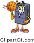 Illustration of a Cartoon Suitcase Mascot Spinning a Basketball on His Finger by Mascot Junction