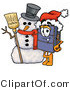 Illustration of a Cartoon Suitcase Mascot with a Snowman on Christmas by Mascot Junction