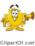 Illustration of a Cartoon Sun Mascot Holding a Megaphone by Mascot Junction