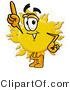 Illustration of a Cartoon Sun Mascot Pointing Upwards by Mascot Junction