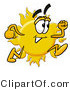 Illustration of a Cartoon Sun Mascot Running by Mascot Junction