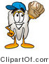 Illustration of a Cartoon Tooth Mascot Catching a Baseball with a Glove by Mascot Junction