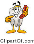 Illustration of a Cartoon Tooth Mascot Holding a Telephone by Mascot Junction