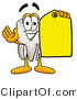 Illustration of a Cartoon Tooth Mascot Holding a Yellow Sales Price Tag by Mascot Junction